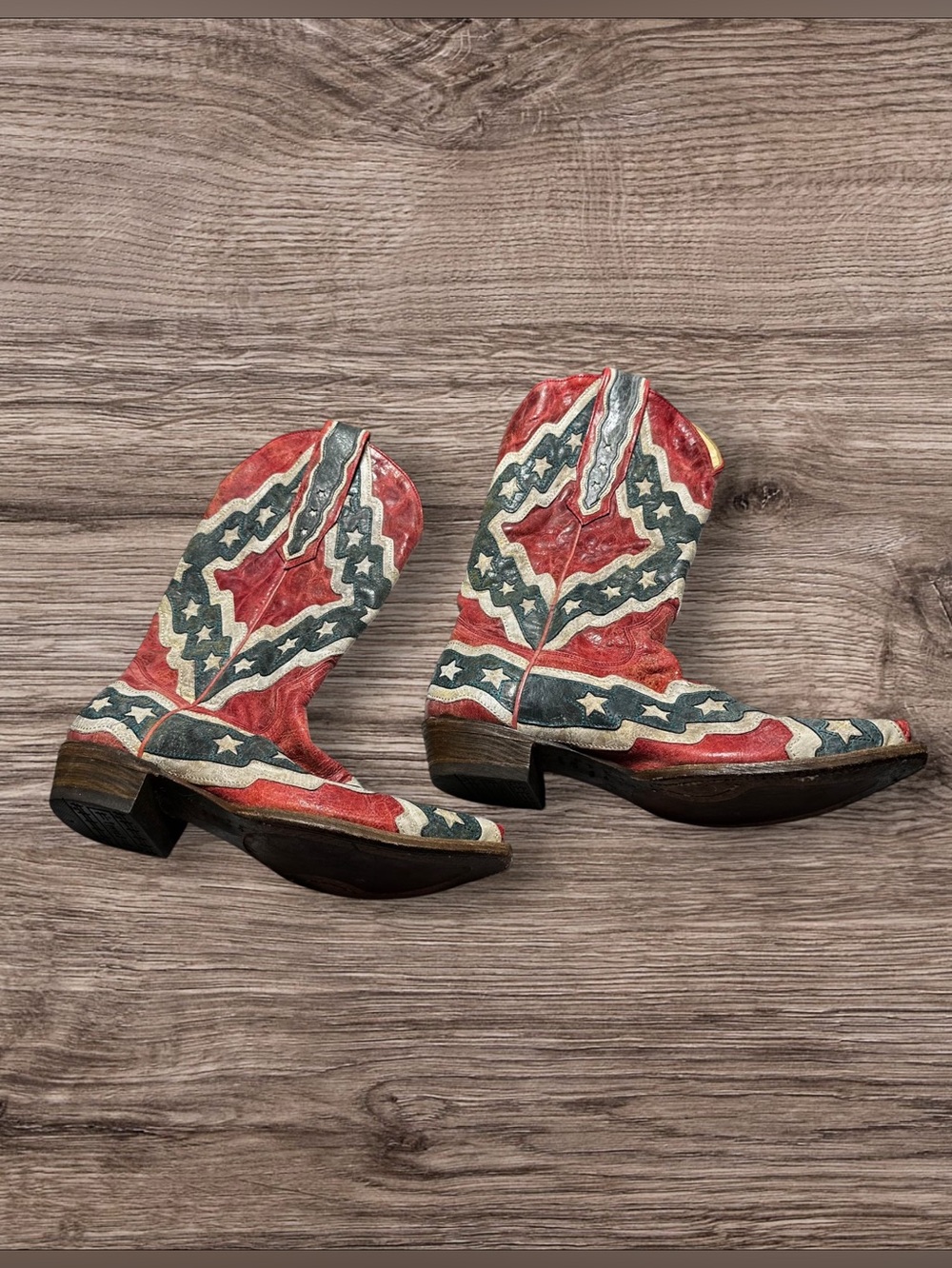 Corral Vintage Confederate Rebel Flag Leather Western Boots Mens 10 EE